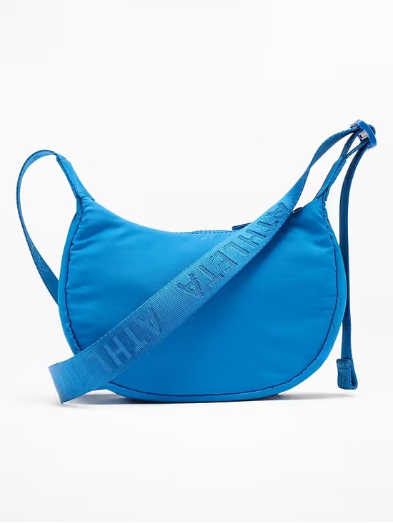 Athleta Handbags - Athleta Bright Blue Crescent Shoulder Bag with Branded Strap